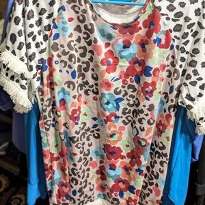 Floral and Leopard Print Top